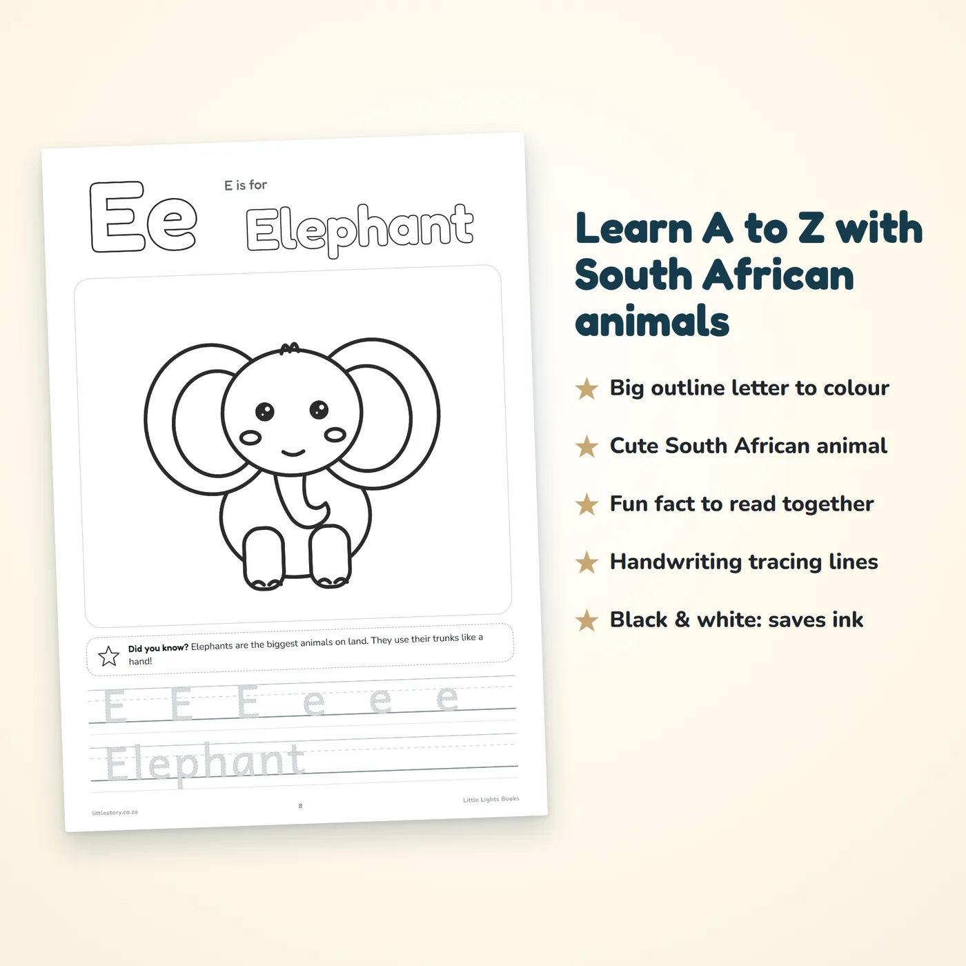 An A to Z page with letter tracing