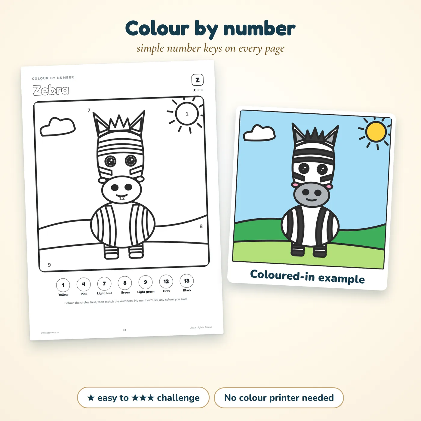 A colour by number page