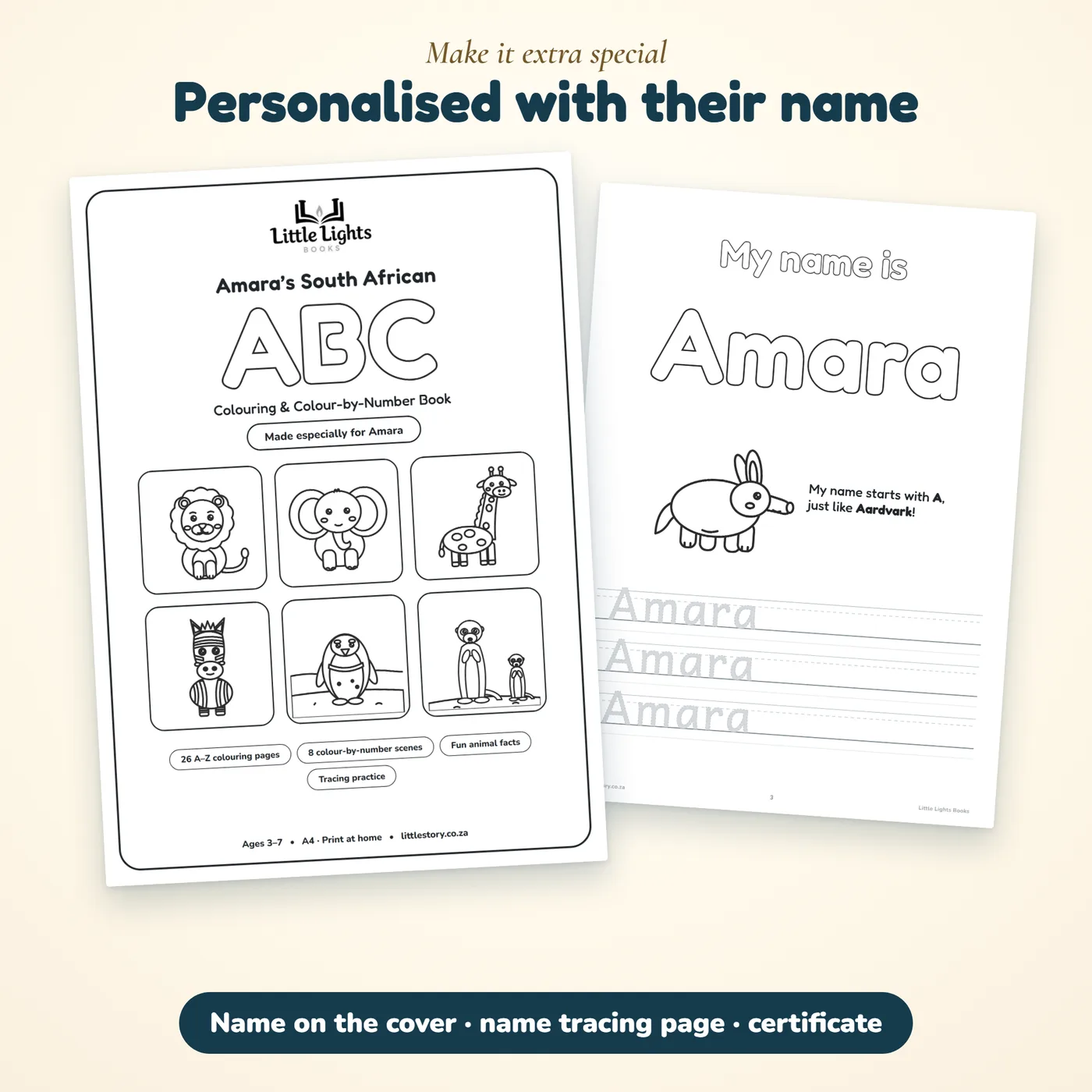 The book personalised with a child's name