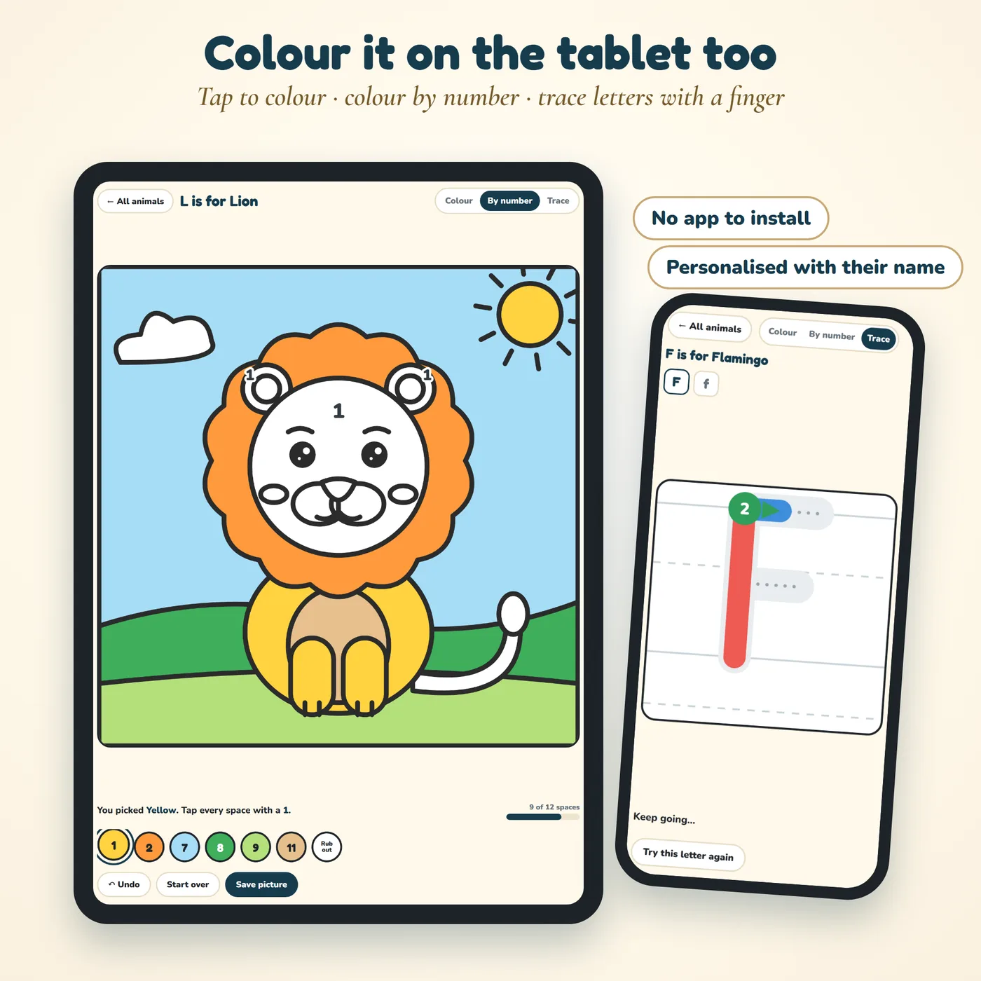 Colour Safari on a tablet and phone